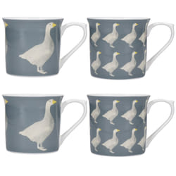 Lots Of Mugs & Kisses Bone China Geese Set Of 4 Fluted Coffee Cup