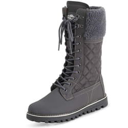 POLAR Womens Faux Fur Warm Thermal Waterproof Outdoor Walking Snow Winter Rubber Sole Calf Boots - Grey/Grey Shearling - EU40/US9 - YC0602