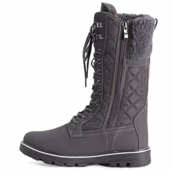 POLAR Womens Faux Fur Warm Thermal Waterproof Outdoor Walking Snow Winter Rubber Sole Calf Boots - Grey/Grey Shearling - EU40/US9 - YC0602