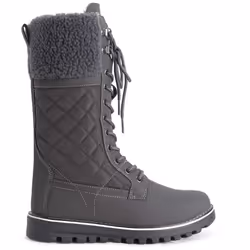 POLAR Womens Faux Fur Warm Thermal Waterproof Outdoor Walking Snow Winter Rubber Sole Calf Boots - Grey/Grey Shearling - EU40/US9 - YC0602