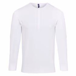 Premier Mens Long John Roll Sleeve Tee - XS, White