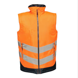 Regatta Professional Mens Hi Vis Pro Body Warmer - S, Orange/Navy