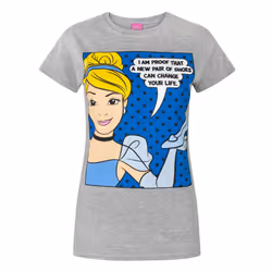 Disney Womens/Ladies Princess Cinderella New Shoes T-Shirt - S, Grey