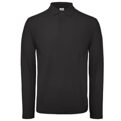 B&C Collection Mens Long Sleeve Polo Shirt - XS, Black