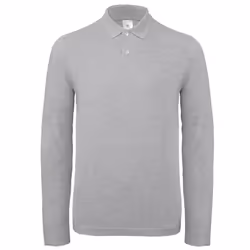 B&C Collection Mens Long Sleeve Polo Shirt - XS, Heather Grey
