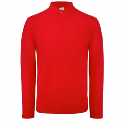 B&C Collection Mens Long Sleeve Polo Shirt - XS, Red