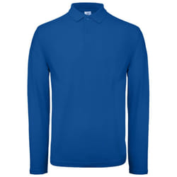 B&C Collection Mens Long Sleeve Polo Shirt - XS, Royal Blue