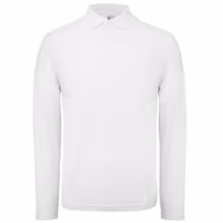B&C Collection Mens Long Sleeve Polo Shirt - XS, White