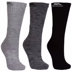 Trespass Mens Jackbarrow Trekking Socks (Pack Of 3) - UK 4-7, Carbon Melange/Stone Melange/Black