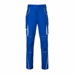 James and Nicholson Mens Level 2 Workwear Pants - 46R, Royal Blue/White