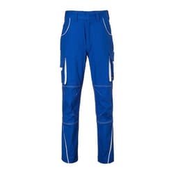 James and Nicholson Mens Level 2 Workwear Pants - 46R, Royal Blue/White
