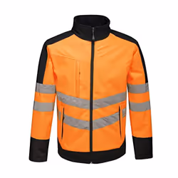 Regatta Unisex Hi Vis Pro Reflective Softshell Work Jacket - L, Orange/Navy