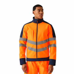Regatta Unisex Hi Vis Pro Reflective Softshell Work Jacket - L, Orange/Navy