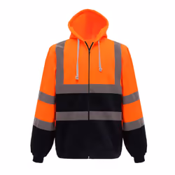 Yoko Mens Hi Visibility Full Zip Reflective Work Hoodie - M, Orange/ Navy
