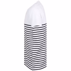 Front Row Adults Unisex Breton Striped T-Shirt - XL, White/Navy