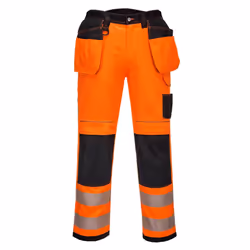 Portwest Mens PW3 Hi-Vis Trousers - 32R, Orange/Black