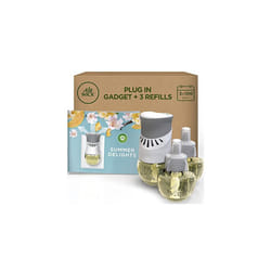 AirWick Air Freshener Plug In Diffuser Starter Kit, 1 Gadget and 3 Refills, Room Fragrance, Mega Value Starter Kit , SUMMER DELIGHT, Lasts Total Upto