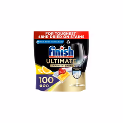 Finish Ultimate Infinity Shine Dishwasher Tablets Bulk, Scent : Lemon, Size : 100 Dishwasher tabs, For Ultimate Clean and Dia ...