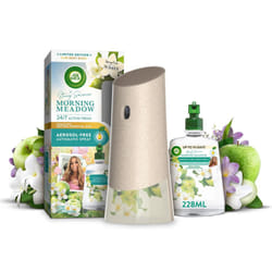 Air Wick Aerosol-Free Automatic Air Freshener Spray Kit, Morning Meadow, 1 gadget & 1 Refill (228ml), 24x7 Active Fresh Odour Neutraliser, Lasts Up to
