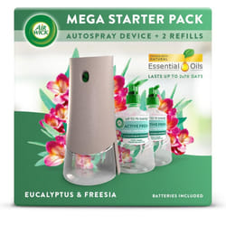Air Wick Aerosol-Free Automatic Air Freshener Spray Starter Kit, Eucalyptus, 1 gadget, 2 Refills & 2 AA Batteries, 24x7