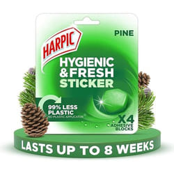 Harpic Hygienic &amp; Fresh Pine Toilet Stickers Adhesive Toilet Block