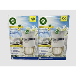 2 x AIR WICK 19ML PLUG IN KIT LINEN & LILAC ADVANCED PLUG IN
