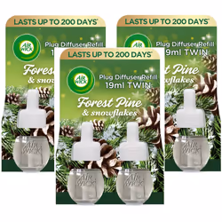 6 X Air Wick Electrical Plugin Oil Refills - Forest Pine & Snowflakes