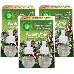6 X Air Wick Electrical Plugin Oil Refills - Forest Pine & Snowflakes
