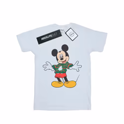 Disney Mens Mickey Mouse Christmas Jumper Stroke T-Shirt - XXL, White