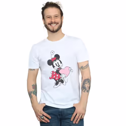 Disney Mens Minnie Mouse Love Heart T-Shirt - XXL, White