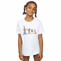 Disney Girls Mickey Mouse Friends Cotton T-Shirt - 7-8 Years, White