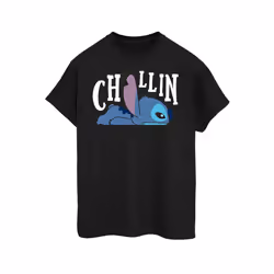 Disney Womens/Ladies Lilo And Stitch Chillin Cotton Boyfriend T-Shirt - S, Black