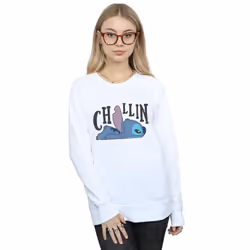 Disney Womens/Ladies Lilo And Stitch Chillin Sweatshirt - XL, White