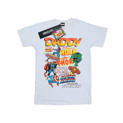 Marvel Mens Our Dad Superhero T-Shirt - S, White