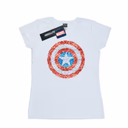 Marvel Womens/Ladies Captain America Pixelated Shield Cotton T-Shirt - M, White