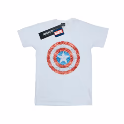 Marvel Womens/Ladies Captain America Pixelated Shield Cotton Boyfriend T-Shirt - XXL, White