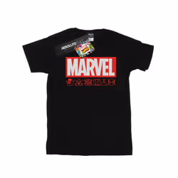 Marvel Mens Logo Wash Care T-Shirt - S, Black
