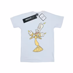 Disney Mens Beauty And The Beast Lumiere Distressed T-Shirt - XXL, White