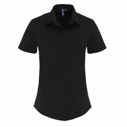 Premier Womens/Ladies Stretch Fit Poplin Short Sleeve Blouse - 2XL, Black
