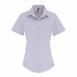 Premier Womens/Ladies Stretch Fit Poplin Short Sleeve Blouse - 2XL, Silver