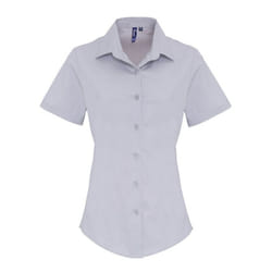 Premier Womens/Ladies Stretch Fit Poplin Short Sleeve Blouse - 2XL, Silver