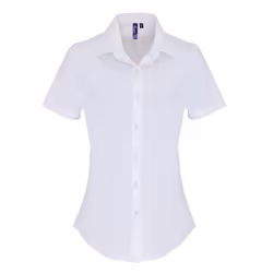 Premier Womens/Ladies Stretch Fit Poplin Short Sleeve Blouse - 2XL, White
