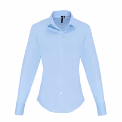 Premier Womens/Ladies Stretch Fit Poplin Long Sleeve Blouse - 2XL, Pale Blue