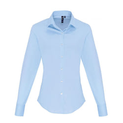 Premier Womens/Ladies Stretch Fit Poplin Long Sleeve Blouse - 2XL, Pale Blue