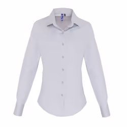 Premier Womens/Ladies Stretch Fit Poplin Long Sleeve Blouse - XS, Silver