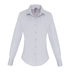 Premier Womens/Ladies Stretch Fit Poplin Long Sleeve Blouse - XS, Silver