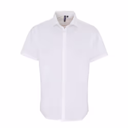 Premier Mens Stretch Fit Poplin Short Sleeve Shirt - 4XL, White
