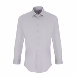 Premier Mens Stretch Fit Poplin Long Sleeve Shirt - 4XL, Silver