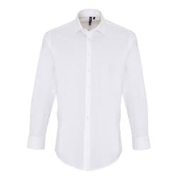 Premier Mens Stretch Fit Poplin Long Sleeve Shirt - 2XL, White