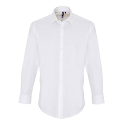 Premier Mens Stretch Fit Poplin Long Sleeve Shirt - 3XL, White